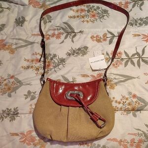 Lux de Ville Red and Tan Shoulder Bag